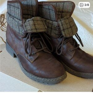 b.o.c. women's lace up plaid cuff boots